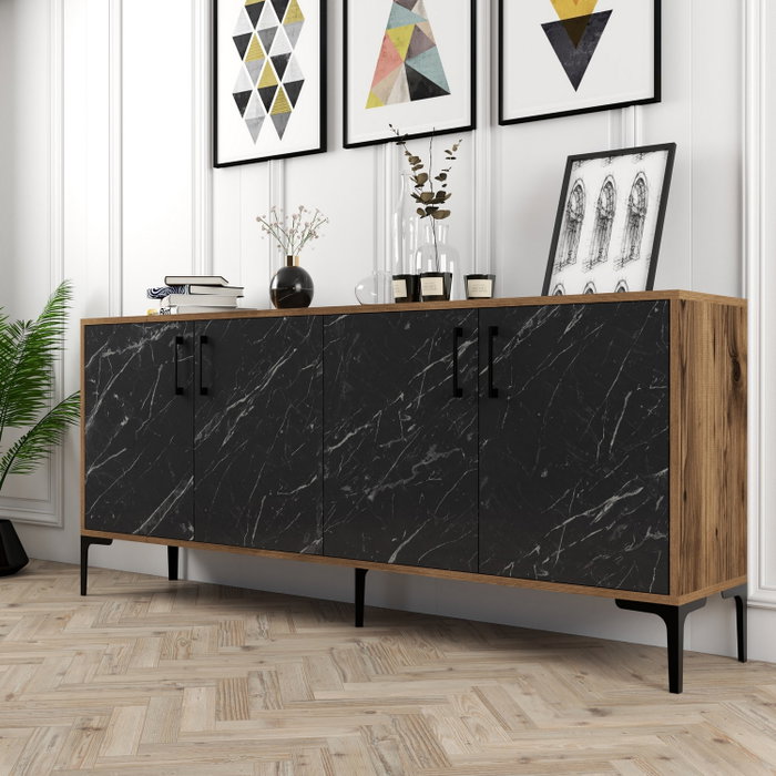 Hanah Home Kiev Consola de Nogal y Negro